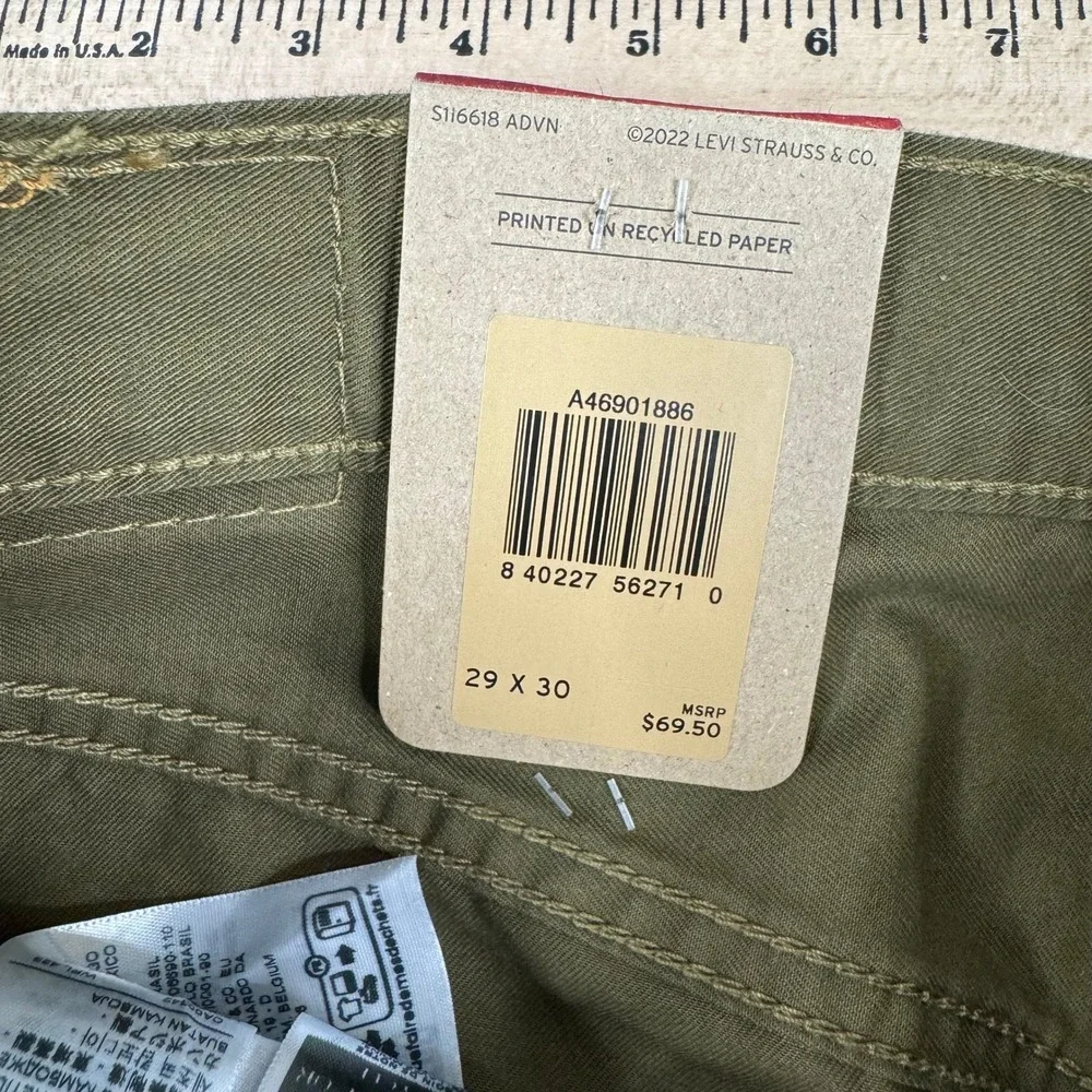Levi's Pants Mens Size 29x30 Olive Green 511 Slim Fit Cotton Twill New NWT